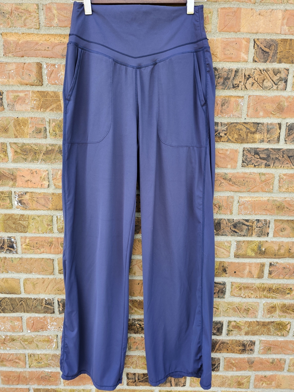 Halara High Waisted Wide Leg Pants S Blue Stretch Pockets Athleisure